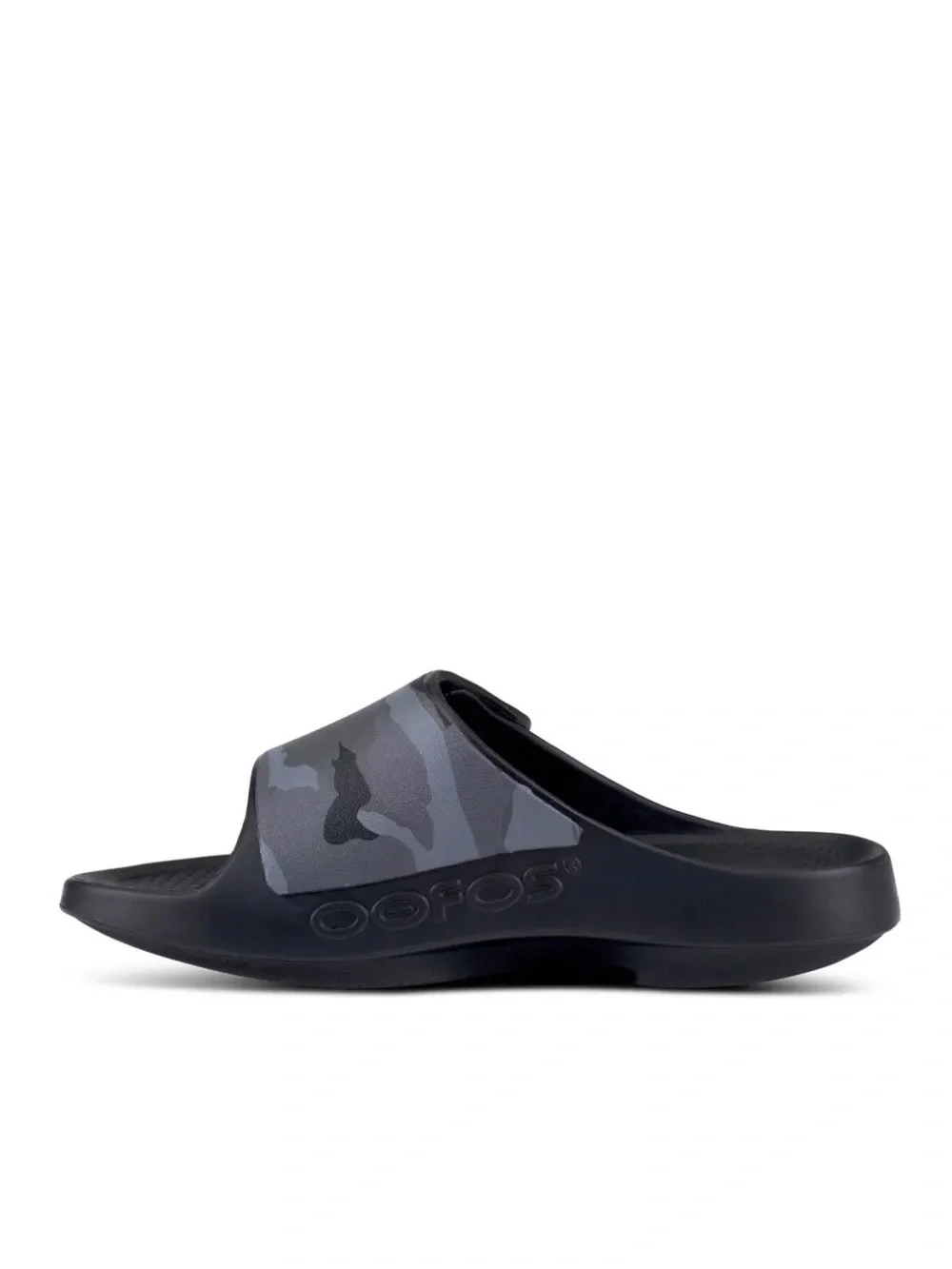 OOFOS Men's Black Camo Adjustable Slide Sandal